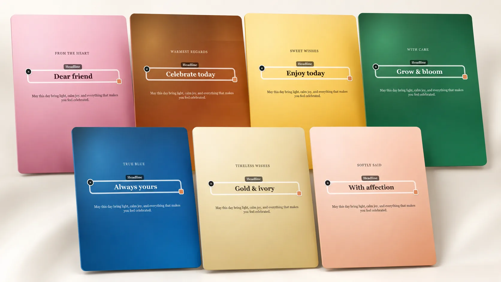 Greeting card templates in the Festivo AI editor
